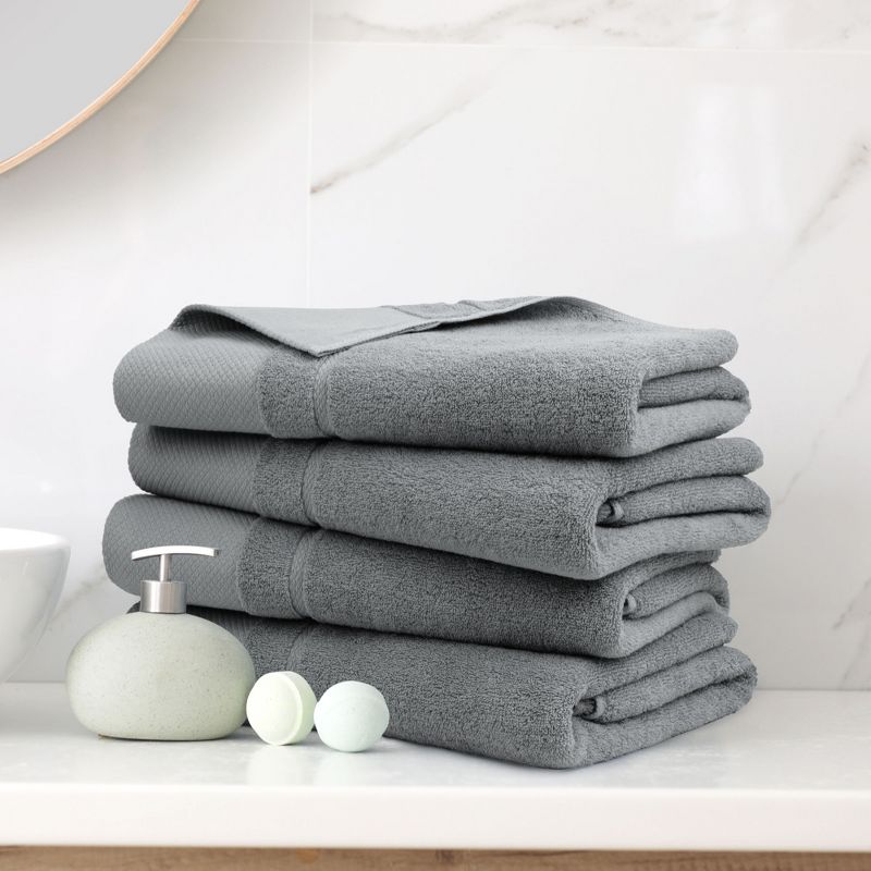 PiccoCasa Soft 100% Combed Cotton 600 GSM Highly Absorbent for Bathroom Shower Bath Towel Set, 3 of 5