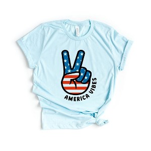Simply Sage Market Women's Peace Sign Flag Vibes Short Sleeve Graphic Tee - 1 of 4