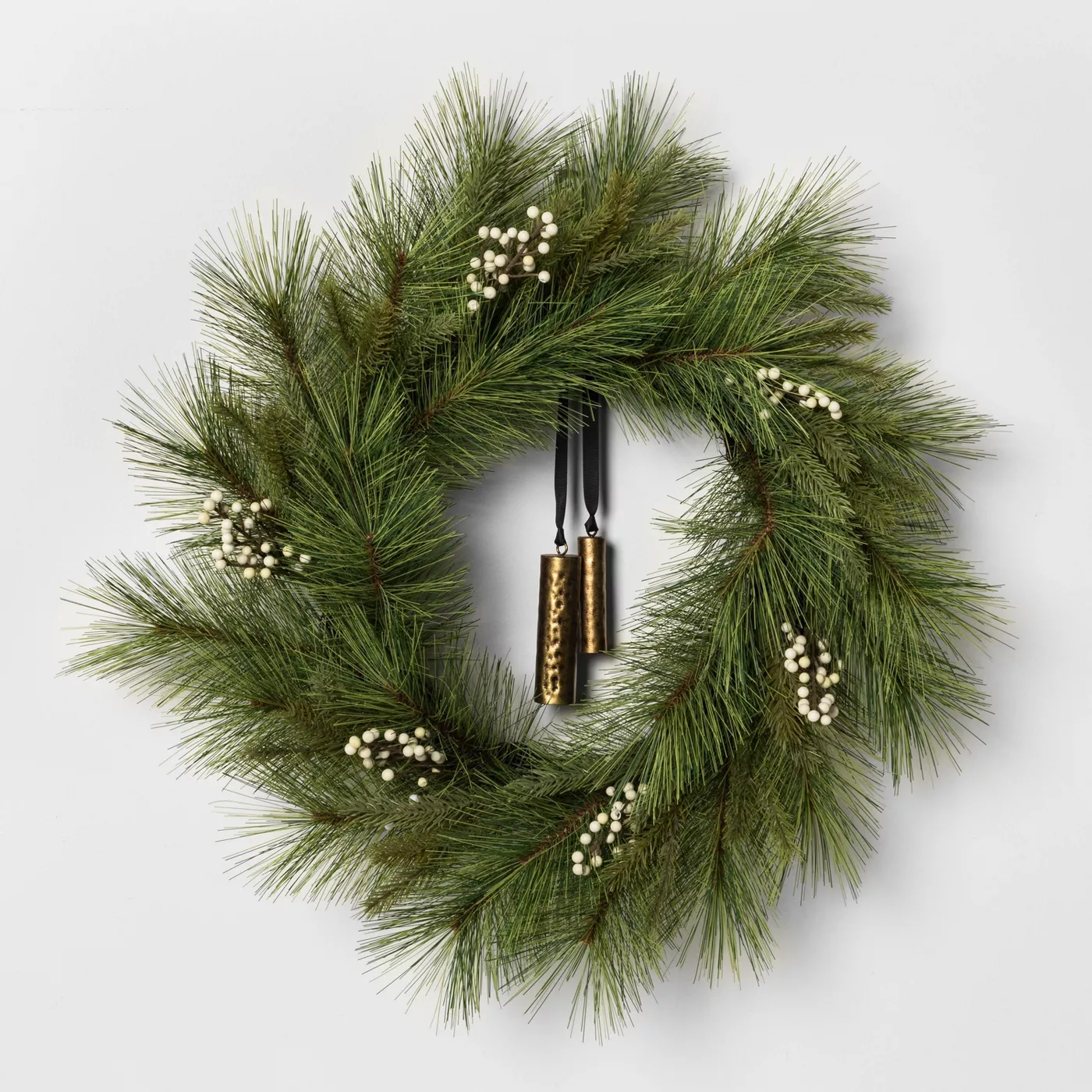 24" Faux White Pine Wreath with Metal Bell - Hearth & Hand™ with Magnolia - image 1 of 3