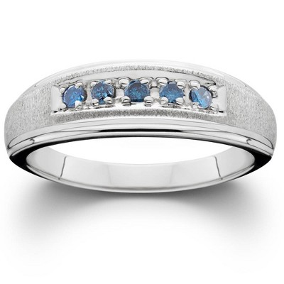 Pompeii3 1/6ct Blue Diamond Ring 14K White Gold