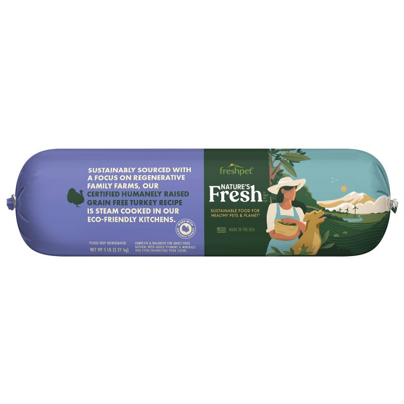Freshpet Nature&#39;s Fresh Roll Grain Free Turkey Recipe Refrigerated Wet Dog Food - 5lbs, 1 of 7