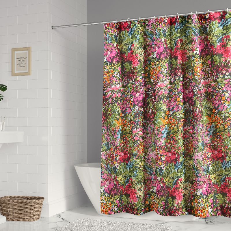 Basel Floral Lined Shower Curtain with Grommets  - Levtex Home, 1 of 5