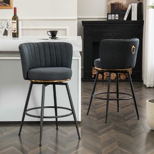 Resenkos Counter Bar Stools, Counter Stool,Set of 2 Gray Swivel Bar Stools with Elegant Metal Back Accents for Kitchen, Bar - 1 of 4