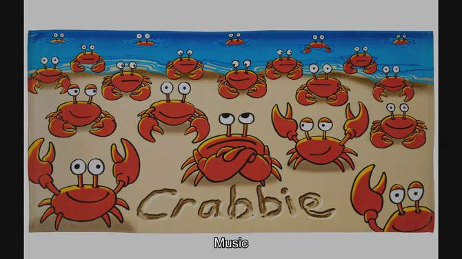 Dawhud Direct 30" x 60" Crabbie Crab Beach Towel for Kids, Girls, Boys, Men, Women,, 2 of 5, play video