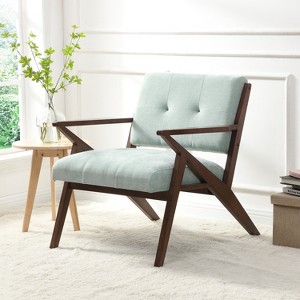 TOAOTBNBO Angled Arm Design Accent Chair with Plush Cushions, Cozy Arm Chair with Sleek Armrests Modern Lounge Chair for Office, Blue - 1 of 4