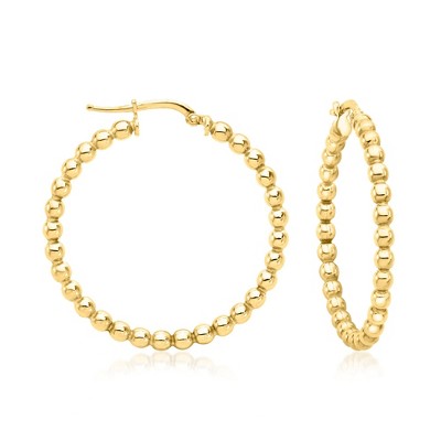 Ross-Simons Italian 18kt Gold Over Sterling Beaded Hoop Earrings