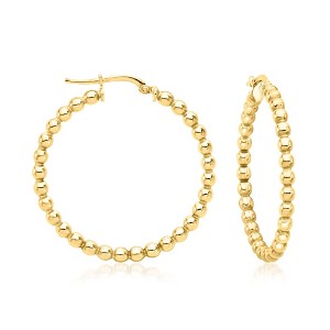 Ross-Simons Italian 18kt Gold Over Sterling Beaded Hoop Earrings - 1 of 3
