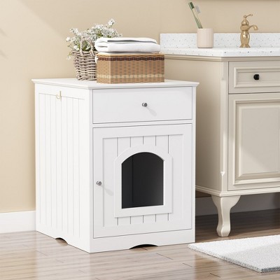 LOVMOR Wooden Pet House Cat Litter Box Enclosure with Drawer