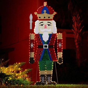 Karl Home Pre-lit 2D Nutcracker Soldier with 162 LED Warm White Lights and Stakes for Xmas Outdoor Holiday - 1 of 4