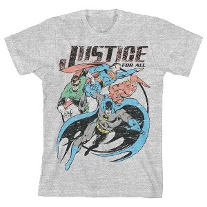 Justice League Justice For All Boy's Heather Grey T-shirt - 1 of 2
