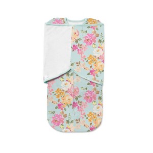 BreathableBaby 3-in-1 Swaddle Trio, Watercolor Bloom Aqua, Activewear Jersey Knit,Ê0-4 months - 1 of 4