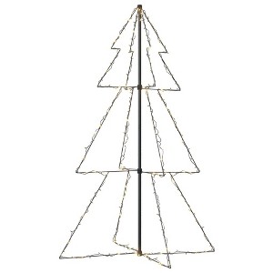 vidaXL Christmas Cone Tree Artificial Xmas Tree with LEDs Christmas Lighting - 5 x 3 ft - 1 of 4