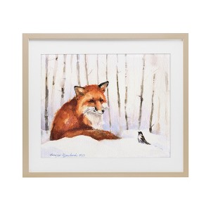 Stupell Industries Meeting of Fox And Sparrow Framed Print Under Glass Art - 1 of 4