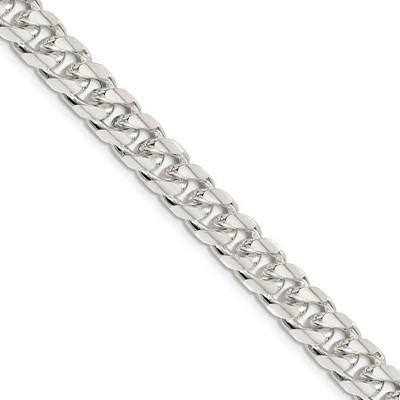 Black Bow Jewelry Men's 8.5mm Sterling Silver Solid D/C Domed Curb Chain Necklace