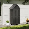 Lockable Outdoor Storage Shed, Waterproof & Heavy-Duty Resin Garden Tool Cabinet, Weather-Resistant for Secure Patio, Backyard, and Garage Use - Black - 2 of 4