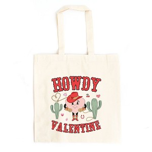 City Creek Prints Howdy Valentine Heart Canvas Tote Bag - 15x16 - Natural - 1 of 2