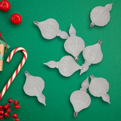 White Shatterproof Plastic Finial Christmas Ornaments Set