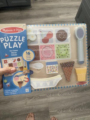 Melissa & Doug Ice Cream Wooden Magnetic Puzzle Play Set, 16pc Magnet With  Scooper : Target