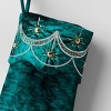 21" Christmas Art Deco Embellished Soft Velvet Stocking Green - Wondershop™ - 3 of 3