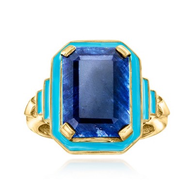 Ross-Simons 7.50 Carat Sapphire and Blue Enamel Ring in 18kt Gold Over Sterling