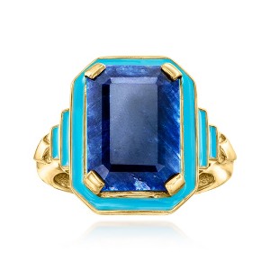 Ross-Simons 7.50 Carat Sapphire and Blue Enamel Ring in 18kt Gold Over Sterling - 1 of 4