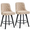 26" Swivel Linen Upholstered Counter Stool Set of 2, Modern Counter Stools with Wood Legs for Kitchen Island or Home Bar-The Pop Home - 2 of 4