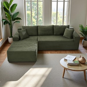 103" Modular Corduroy L-Shaped Sectional Sofa, Deep Seat - 1 of 2