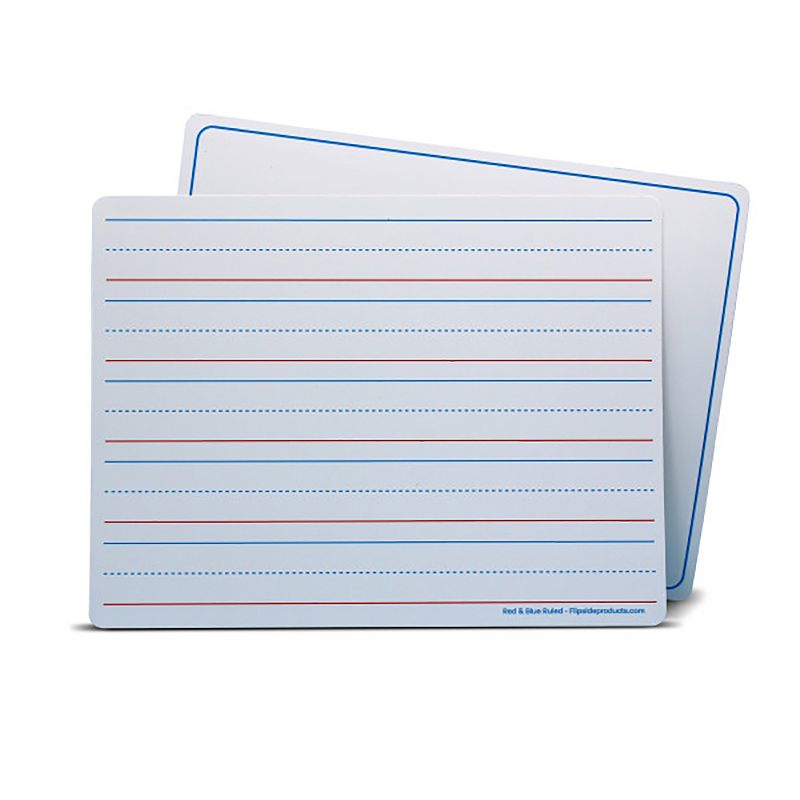 Flipside Products Dry Erase Learning Mat, Two-Sided Red & Blue Ruled/Plain, 9" x 12", Pack of 24, 1 of 4