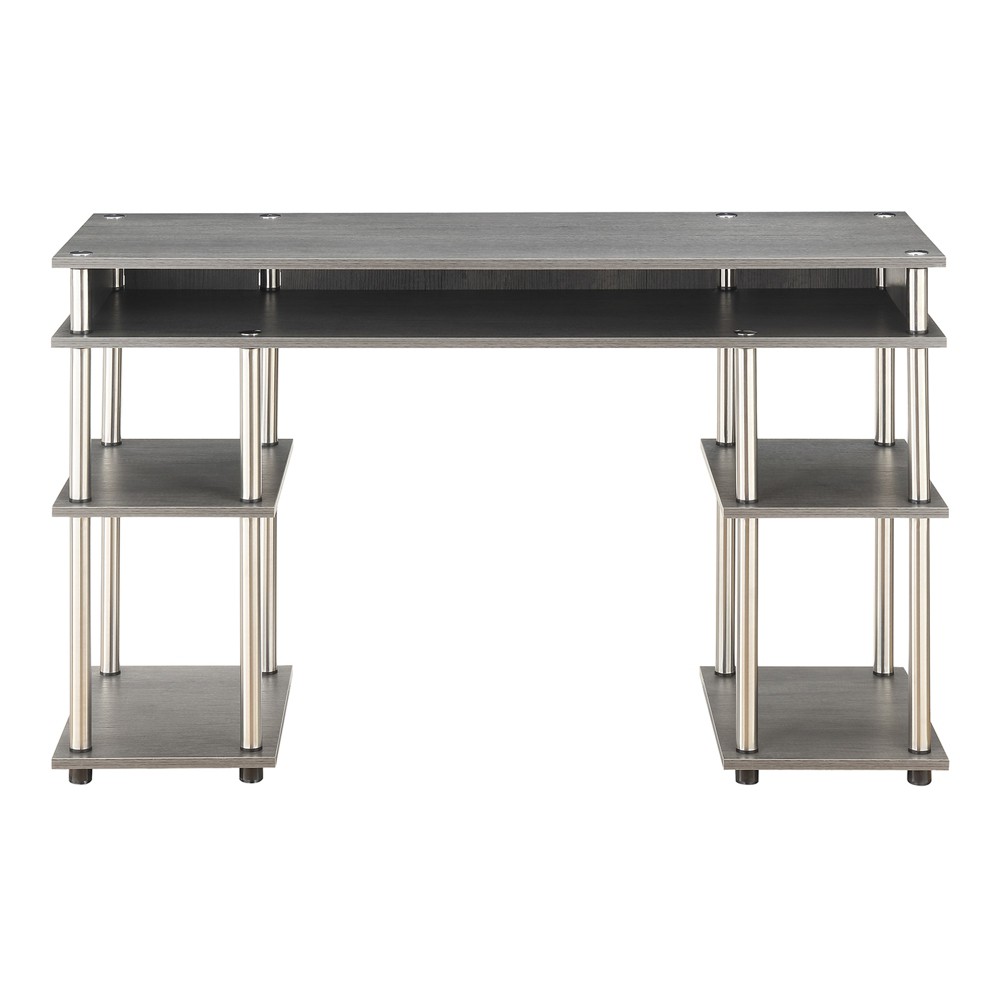 Breighton Home Designs2Go No Tools Student Desk with Shelves in Charcoal Gray