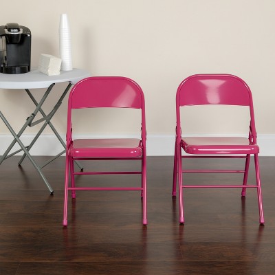 Shockingly Fuchsia 42.75" Metal Folding Chair