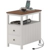 CIPACHO Side Table with Charging Station and USB Ports, Narrow End Table with Drawers, Shelf for Living Room, White - 2 of 4