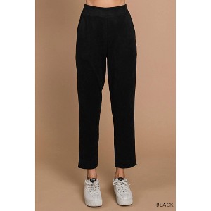 Women's Wo's Faux Suede Cropped Wide Leg - Cotton Bleu - 1 of 2