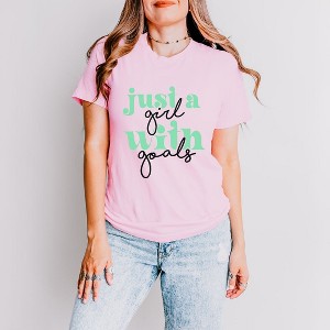 Simply Sage Market Women's Just A Girl With Goals Puff Print Short Sleeve Graphic Tee - 1 of 4