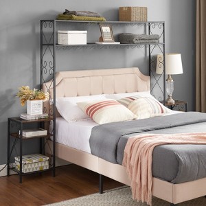 Queen Bed Frame with 2 Nightstands Headboards with Storage Cabinet, Bookcase Headboard Queen Easy Assembly for Bedroom Rustic Brown - 1 of 1