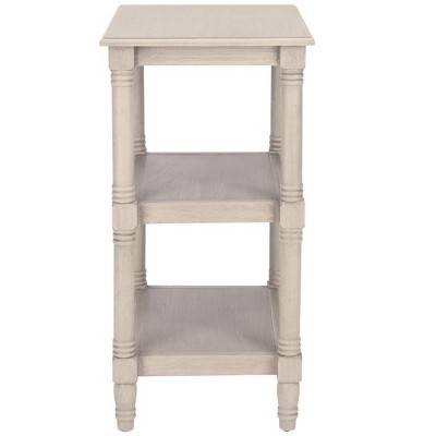 Cassie Greige Wood 3-Shelf Rectangular Accent Table
