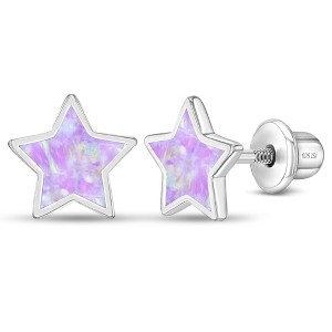 Girls' Sparkle Star Screw Back Sterling Silver Earrings - In Season Jewelry - 1 of 4