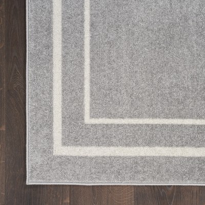 Essentials Grey/Ivory Double Bordered Indoor/Outdoor Rug