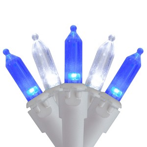 Northlight 100ct Mini LED String Lights Blue/Pure White - 33' White Wire - 1 of 3
