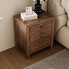 Lycvki 22in. Rustic Solid Wood 3-Drawer Nightstand with Cup Pulls and Integrated Charge Station - 4 of 4