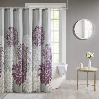 Calla Printed Floral Shower Curtain Purple