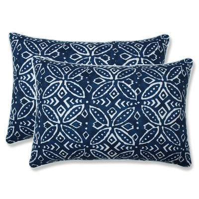 2pk Oversize Merida Indigo Rectangular Throw Pillows Blue - Pillow Perfect