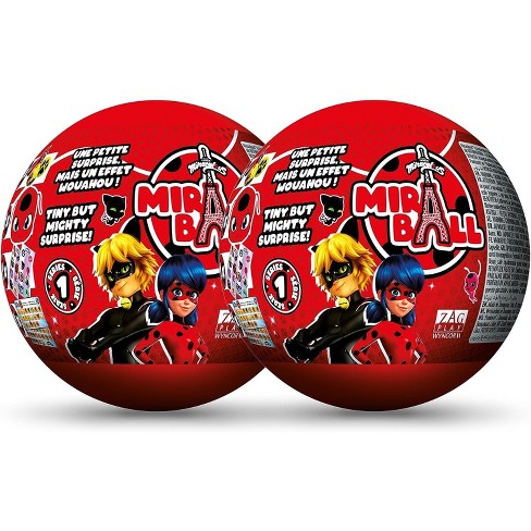 Miraculous Ladybug, 4-1 Surprise Miraball, Toys for Kids with Collectible  Character Metal Ball, Kwami Plush, Glittery Stickers, White Ribbon, 2-Pack