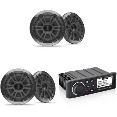 Fusion MS-RA70NSX Marine Entertainment System with Bluetooth & NMEA 2000 with 2 Pairs Fusion EL-F653SPG 010-02080-23 EL Series 6.5" 2-Way Marine Co...