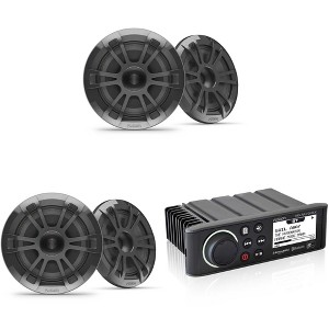 Fusion MS-RA70NSX Marine Entertainment System with Bluetooth & NMEA 2000 with 2 Pairs Fusion EL-F653SPG 010-02080-23 EL Series 6.5" 2-Way Marine Co... - 1 of 4