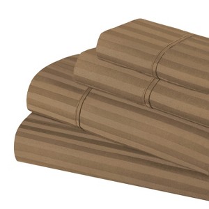 400 Thread Count Cotton Stripe Deep Pocket Luxury 4 Piece Bed Sheet Set by Blue Nile Mills - 1 of 1