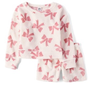 The Children's Place Girls Valentine's Day Long Sleeve Bow Fleece Pajamas - 1 of 3