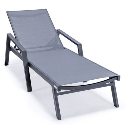 Marlin Black Aluminum Chaise Lounge Chairs with Fire Pit Table Set