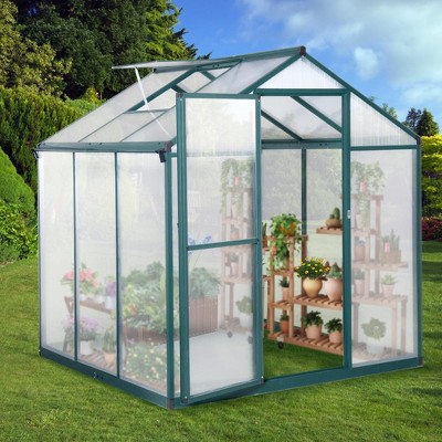 6x6 FT Greenhouse for Outdoors, Large Walk-in Greenhouse with Roof Vent, Heavy Duty Polycarbonate Greenhouse for Garden Patio Backyard
