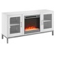 Modern Wood Electric Fireplace TV Stand up to 58" with Glass Doors - Saracina Home: Freestanding Entertainment Center - 2 of 4