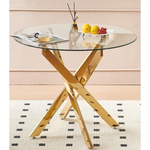 Cross Leg Modern Dining Table, with Round or Square Table Top, Pedestal Dining Table, End Table Leisure Coffee Table - 1 of 4